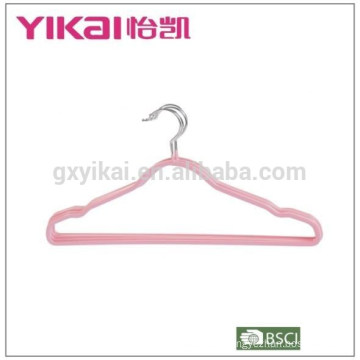 PVC metal shirt clothes hanger with nothes and bar in pink